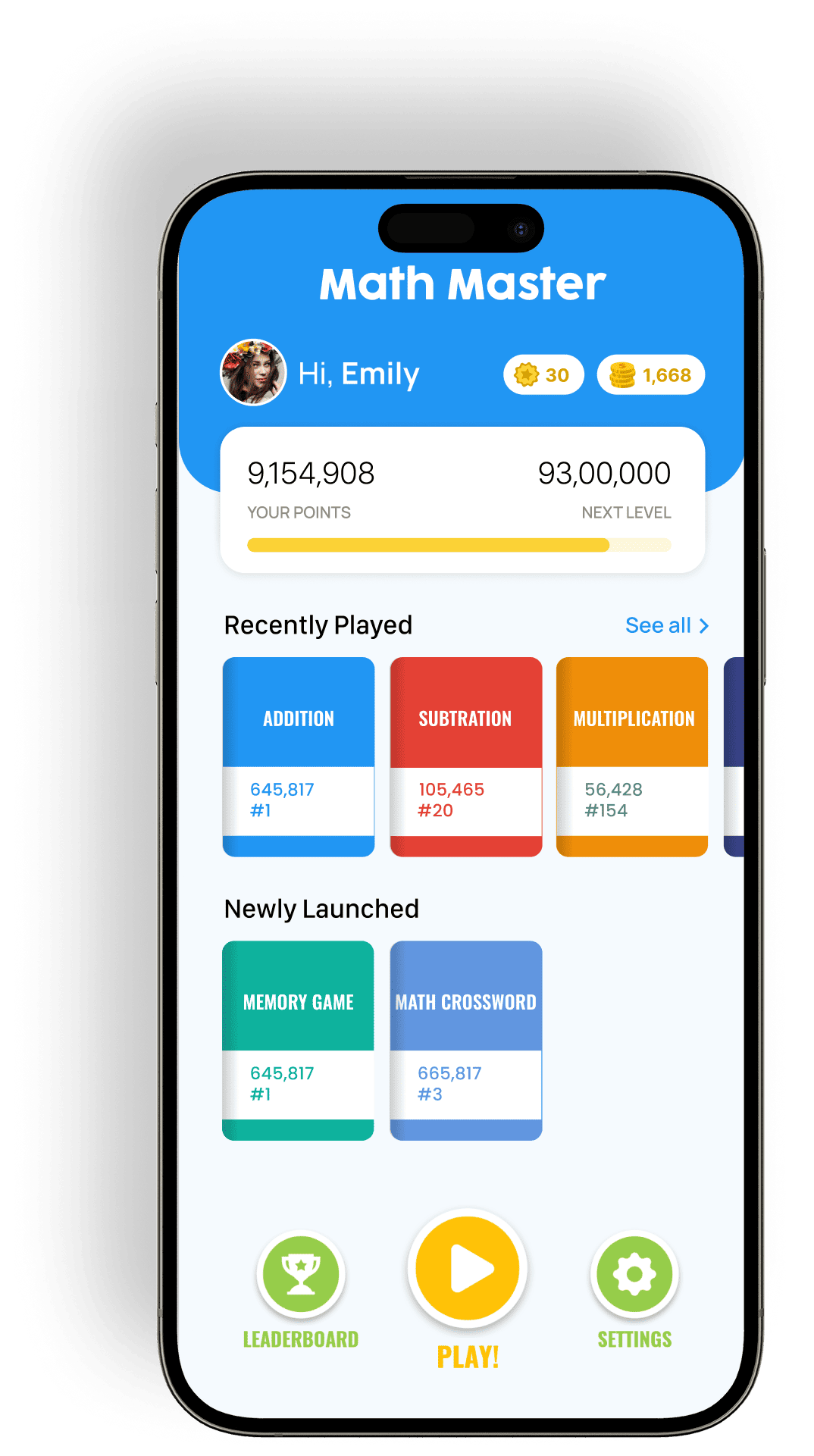 Math Master app in light mode